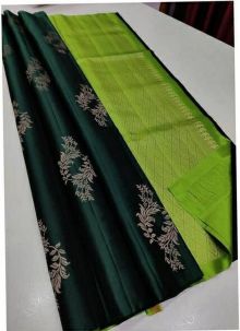 Women Trending Party Wear Green Lichi Silk Saree