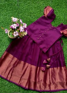 Wonderful Purple Plain Weaving Border Lehenga Choli For Women