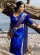 Attractive Blue Lichi Silk Weaving Saree