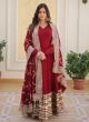 Classy Embroidered Anarkali Gown In Maroon Colour