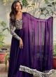 Purple Colour Designer Embroidered Gown With Dupatta