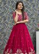 Trending Embroidered Gown With Dupatta In Maroon Colour