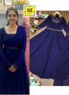Fantastic Blue Georgette Gown With Dupatta And Belt