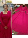 Fantastic Pink Georgette Gown With Dupatta And Belt