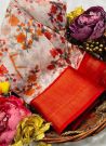 Festive Wear Slub Cotton Red Color Traditional Saree