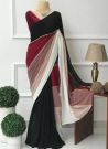 Partywear Any Occasions Black Multi Colour Saree