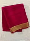 Plain Red Mysore Silk Trendy Saree