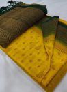Traditional Wear Yellow Soft Silk Zari Weaving Work Kubera Pattu Saree