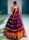 Trending Printed Gown With Dupatta In Purple Colour